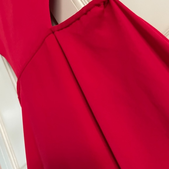 Bebe NWT Red Maxi Chiffon Eyelash Lace Backless Red Dress 2 - Picture 7 of 8